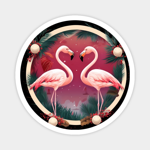 Flamingo Flock Sunset, Xmas,  Love Flamingos Magnet by logiamerch